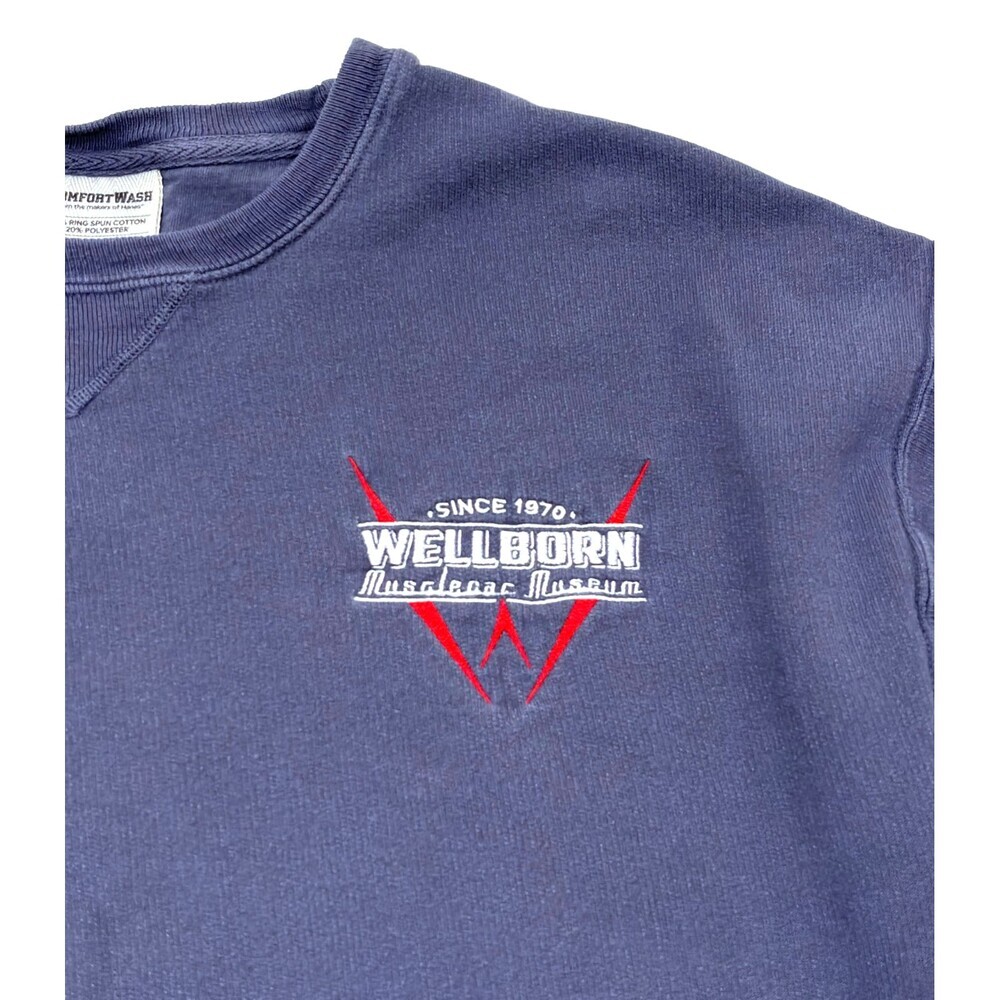 Wellborn Musclecar Museum Embroidered Sweatshirt Crewneck Blue - Size Medium - Picture 2 of 4